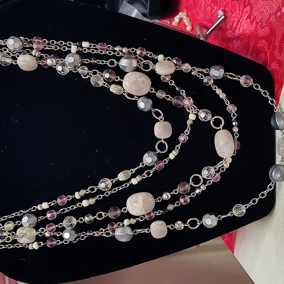Lia Sophia Multi Strand Faceted Crystal Stone Necklace - Picture 1 of 3